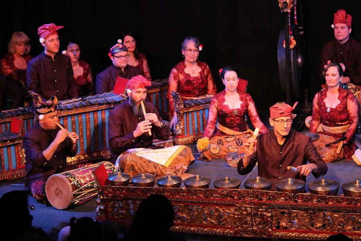 Gamelan Sekar Jaya's gong kebyar ensemble performs Tabuh Pat Jagul at Rhythmix Cultural Center in Alameda, Calif. Trompong Soloist: Wayne Vitale