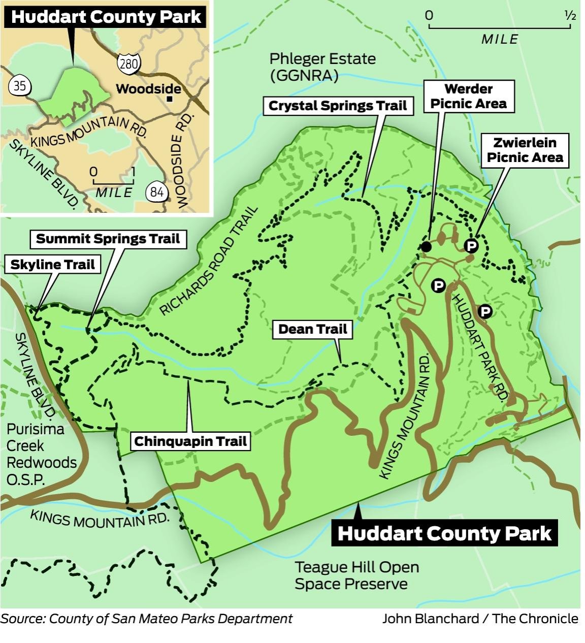 Huddart Park Trail Map Sunday Drive: Huddart Park