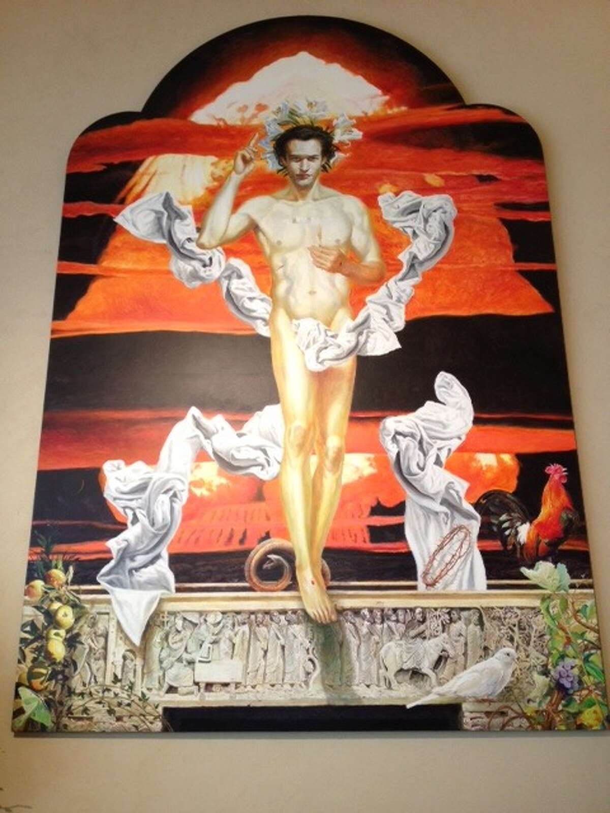 "Resurrection" by Kermit Oliver. The face of Christ is that of Khristian Oliver, the youngest of the Oliver children. He was executed in Texas in 2009.
