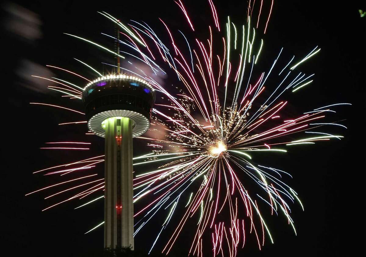 Stars and Stripes over San Antonio marks the Fourth of July with fireworks at HemisFair Park on Thursday, July, 4, 2013.