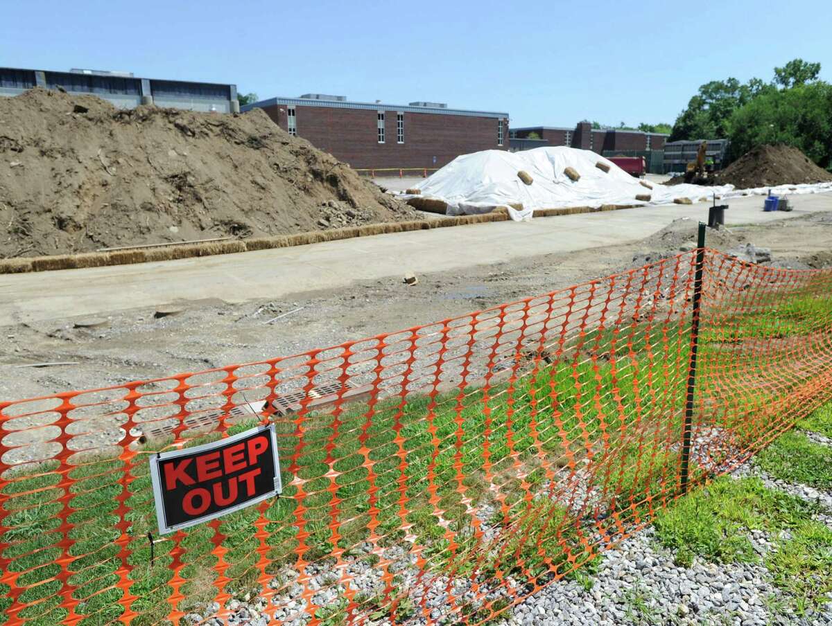 Excavation work for the Greenwich High School auditorium project, July 26, 2011, unearthed traces of soil contaminants including arsenic and lead. The project has been stalled.