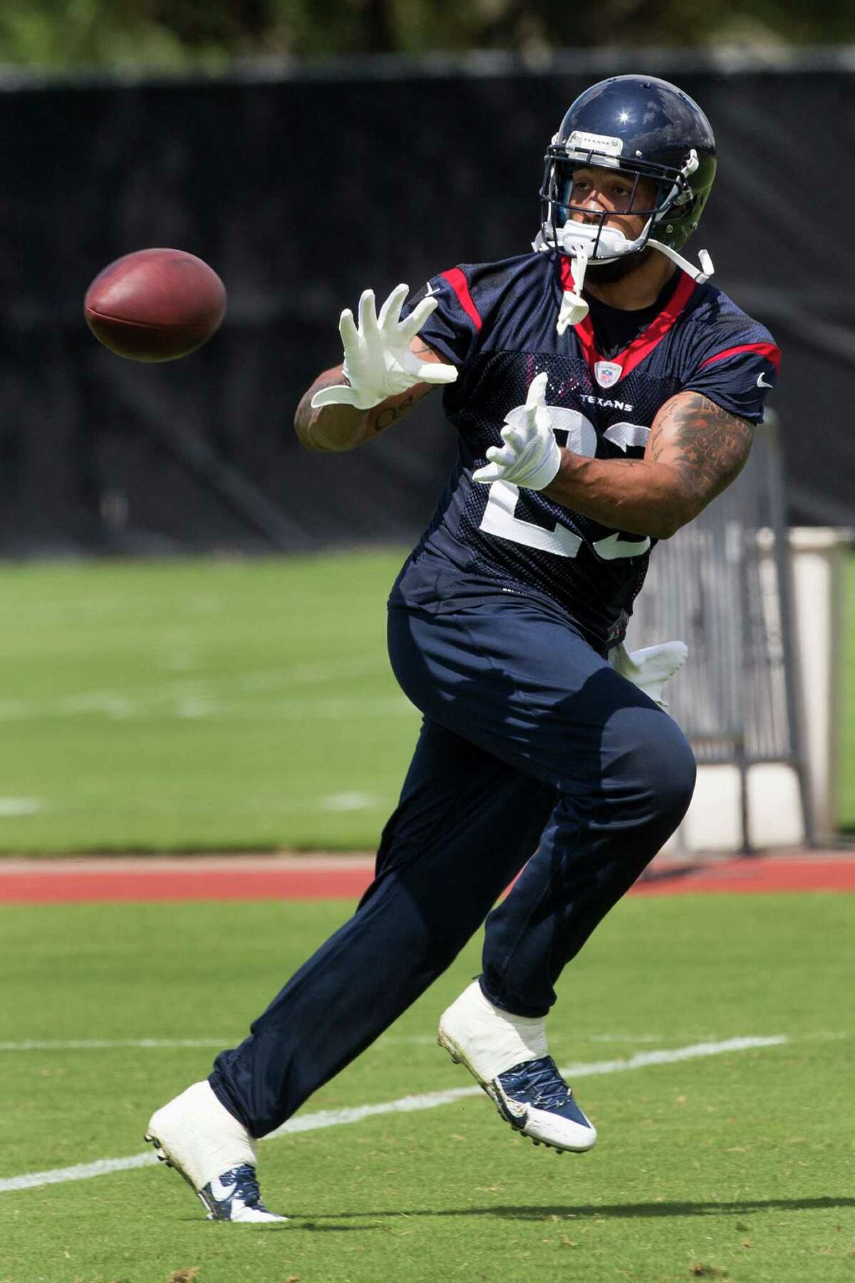 Arian Foster displays the pass-catching ability that has caught the eye of new head coach Bill O'Brien during Tuesday's OTA.