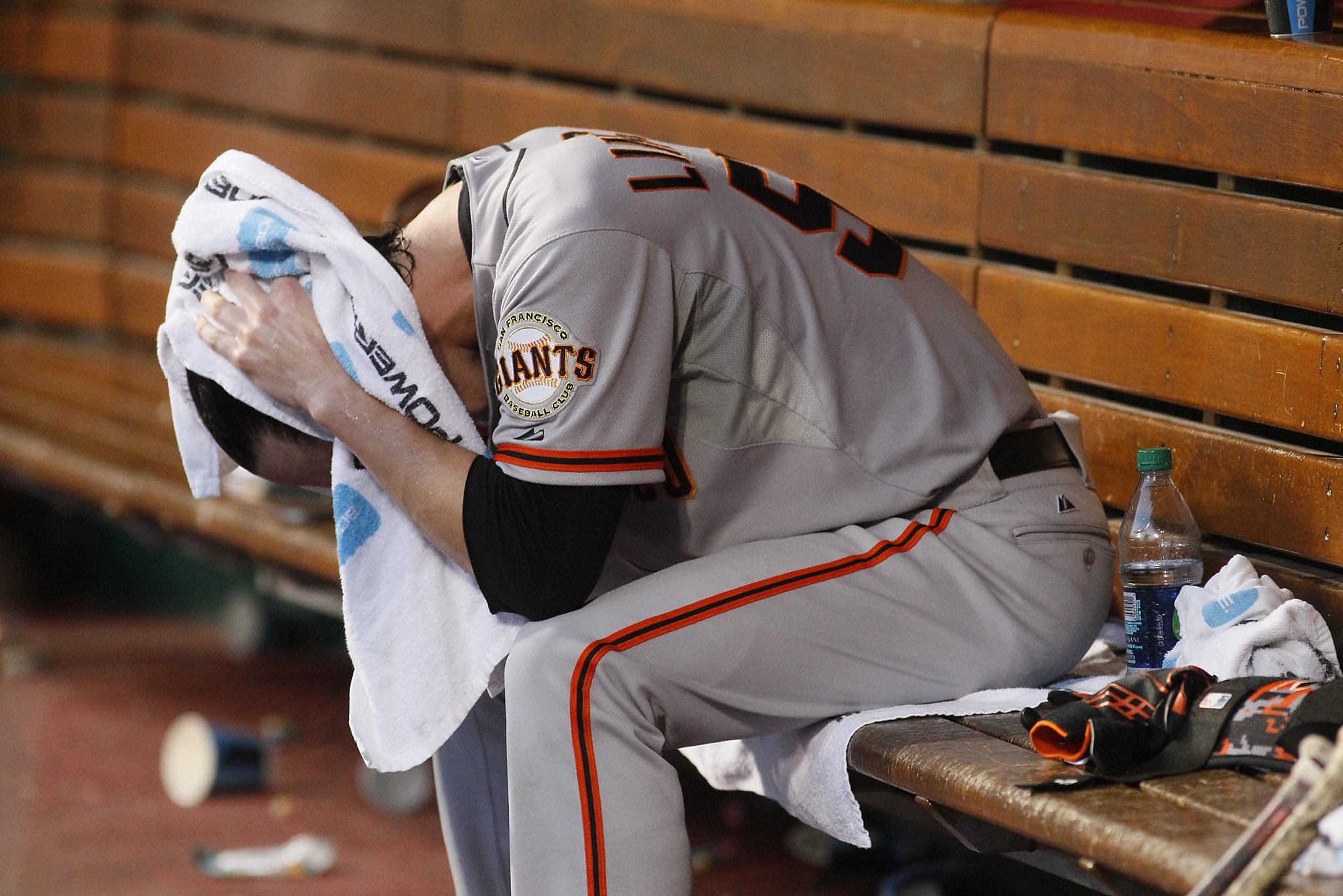 A fan looks for a jersey before Game 2 of baseball's World Series between  the San Francisco Giants and the Texas Rangers Thursday, Oct. 28, 2010, in  San Francisco. (AP Photo/Eric Risberg