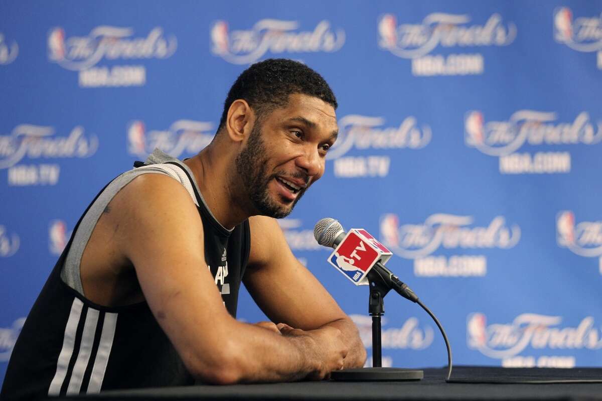 Tim Duncan vs Miami HeatDuncan's response: "We'll do it this time."After the heartbreak of the 2013 NBA Finals, few thought the Spurs could bounce back to get there again. All of a sudden they were Western Conference champs, but Duncan didn't even bother to celebrate, instead taking aim at the Heat and boldly declaring: "We have four more to win and we'll do it this time."In this one moment, every Spurs fan knew that the title was returning to San Antonio.