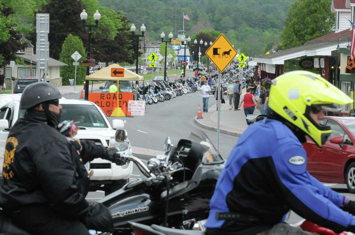 Motorcycles fill the streets for the 2014 Americade on Thursday June 5, 2014 in Lake George, N.Y. 