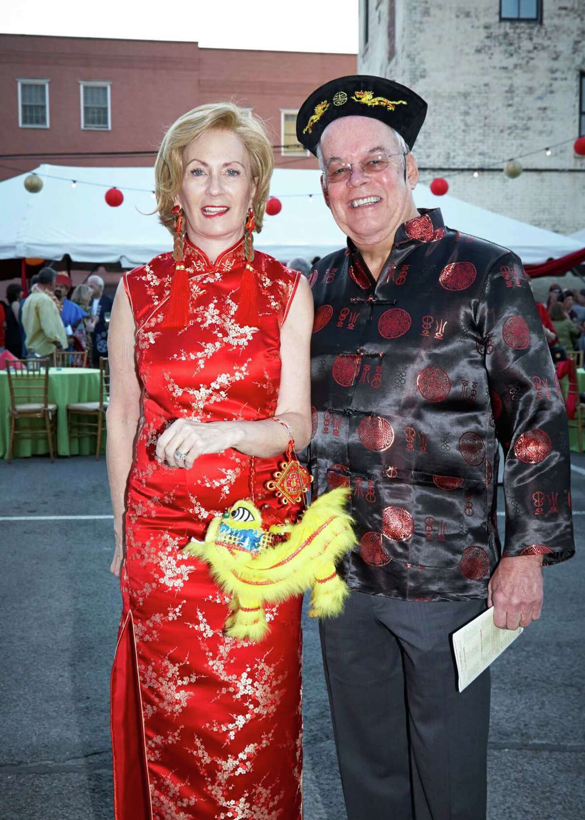 Lucy and Nat Day get into the spirit of things at Family Centers' "Night of the Dragon" benefit. The event recreated an an authentic Chinatown street festival.