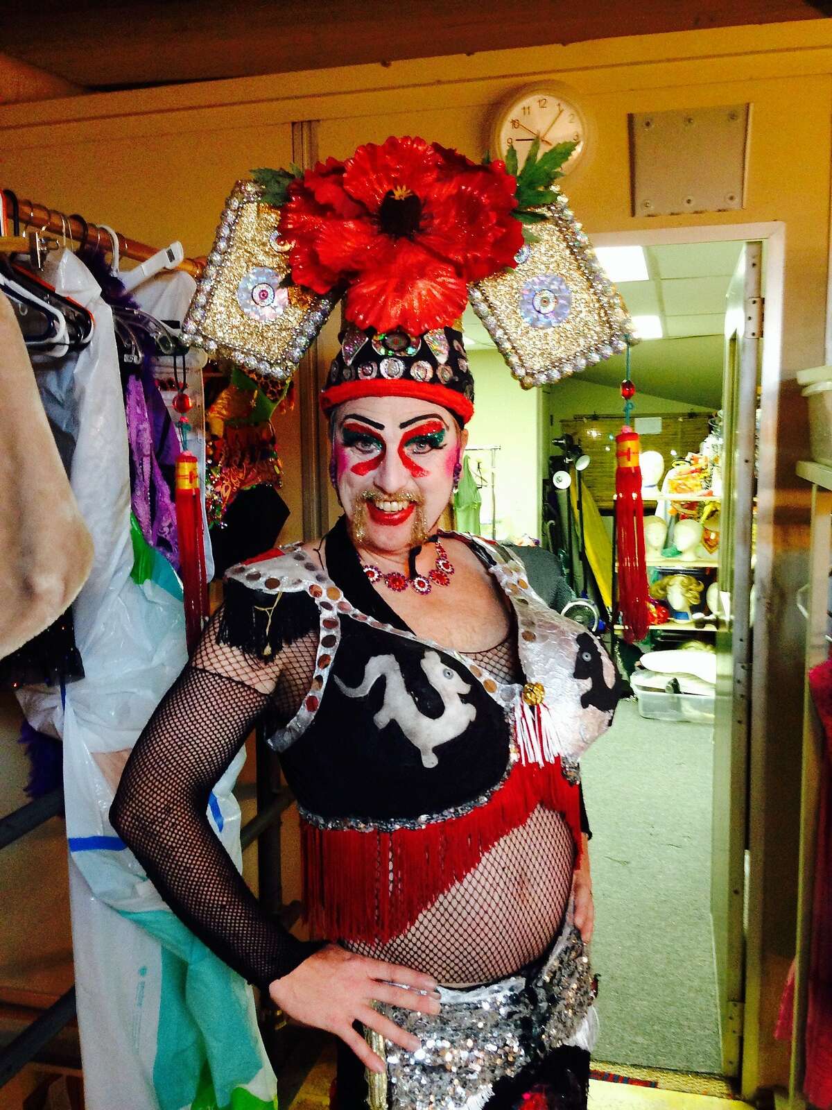 Russell Blackwood as Mother Fu backstage at "Pearls Over Shanghai"
