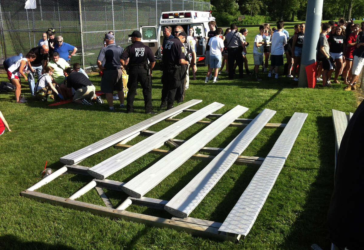 Bleachers collapse at Trumbull High