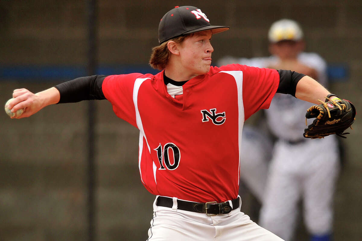 Dan Rajkowski was the starting pitcher for New Canaan during the Rams' baseball game against Darien at Darien High School in Darien, Conn., on Wednesday, May 14, 2014. New Canaan won, 6-2.