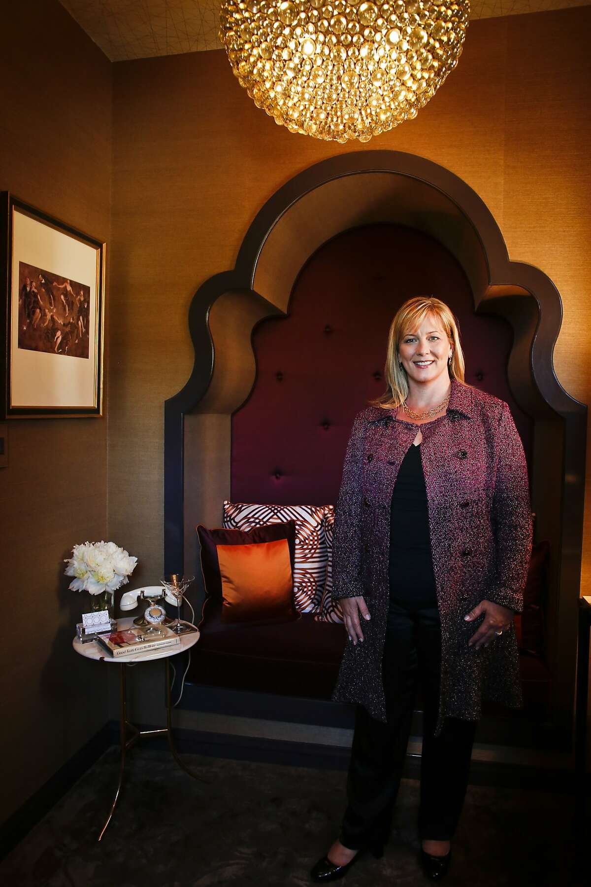 Kristi Will of Kristi Will Home + Design stands in The Powder Room and Lounge on Monday, April 28, 2014 which she designed for the San Francisco Decorator Showcase in San Francisco, Calif.