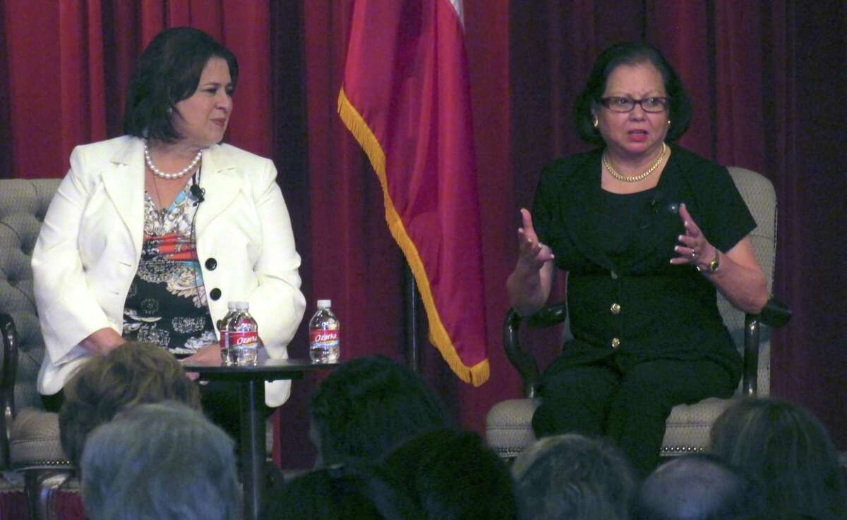 Sen. Leticia Van de Putte (left) and Texas Workforce Commissioner Esperanza “Hope” Andrade seek to recruit and increase the numbers of elected Latinas.