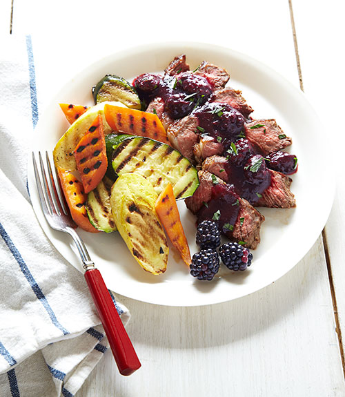 Recipe RosemaryRubbed Strip Steak with Blackberry Sauce