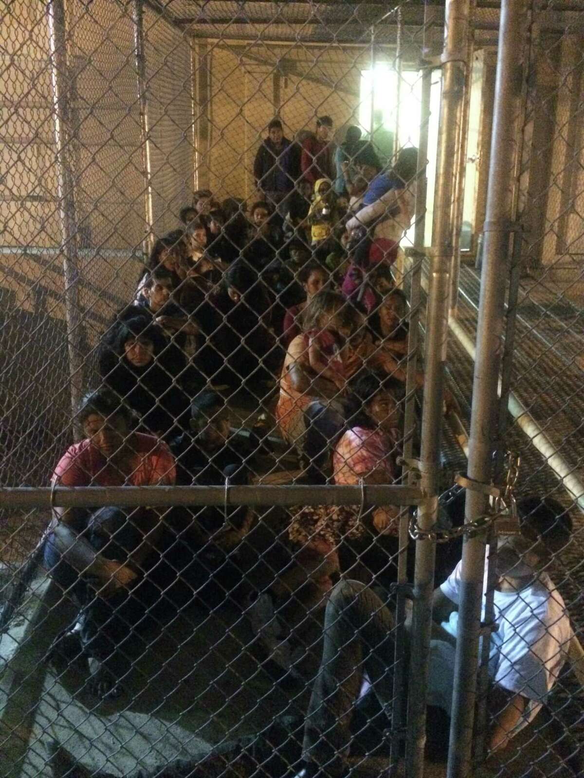 These photos were provided to the Houston Chronicle by U.S. Rep Henry Cuellar, D-Laredo. The images were taken recently at a Customs and Border Protection facility in South Texas. They show unidentified immigrants who have been detained after crossing the U.S.-Mexico border illegally