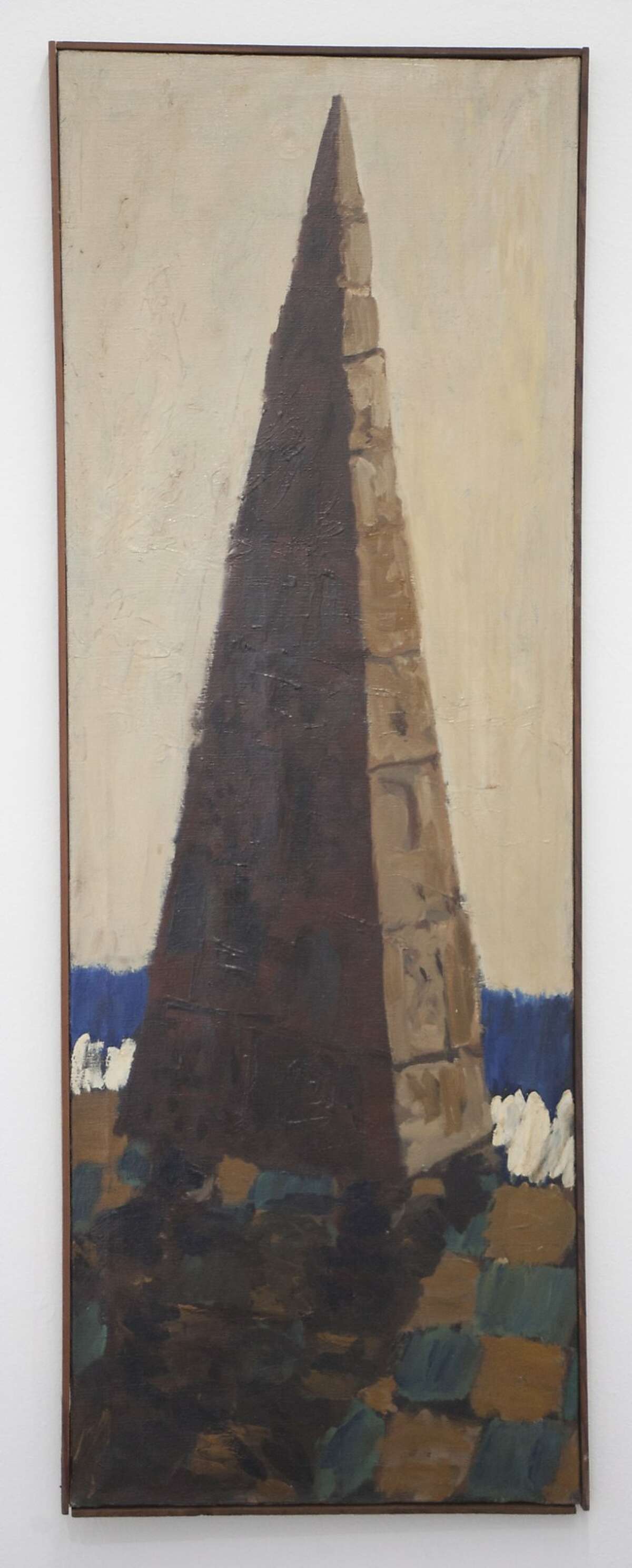 Fred Martin. “Untitled (Pyramid).” Circa 1955. Oil on Canvas (23” x 64”).