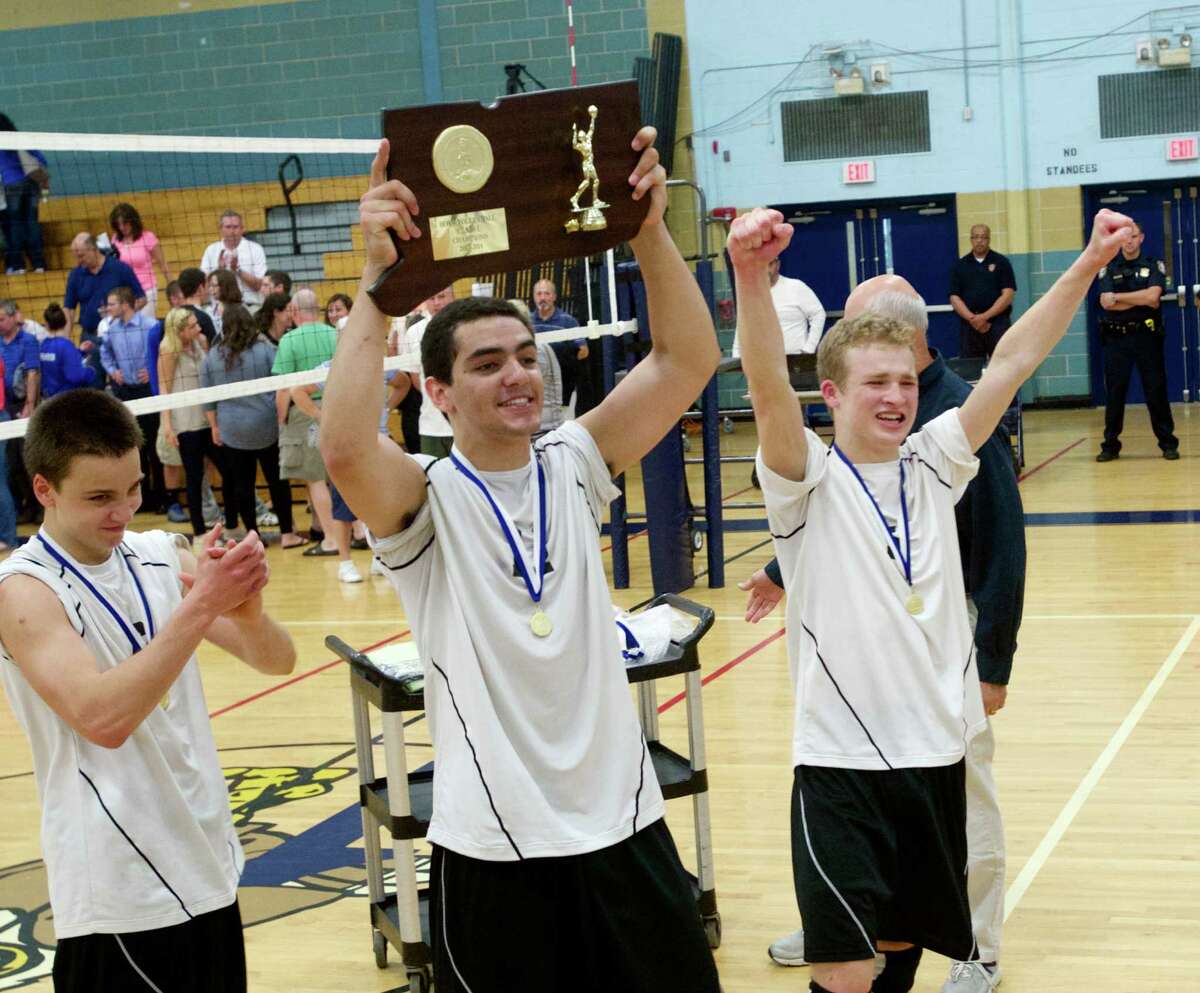 Class L boys volleyball state championship game between Southington and Ridgefield high schools played at John F. Kennedy High School in Waterbury, Conn, on Thursday, June 12, 2014.