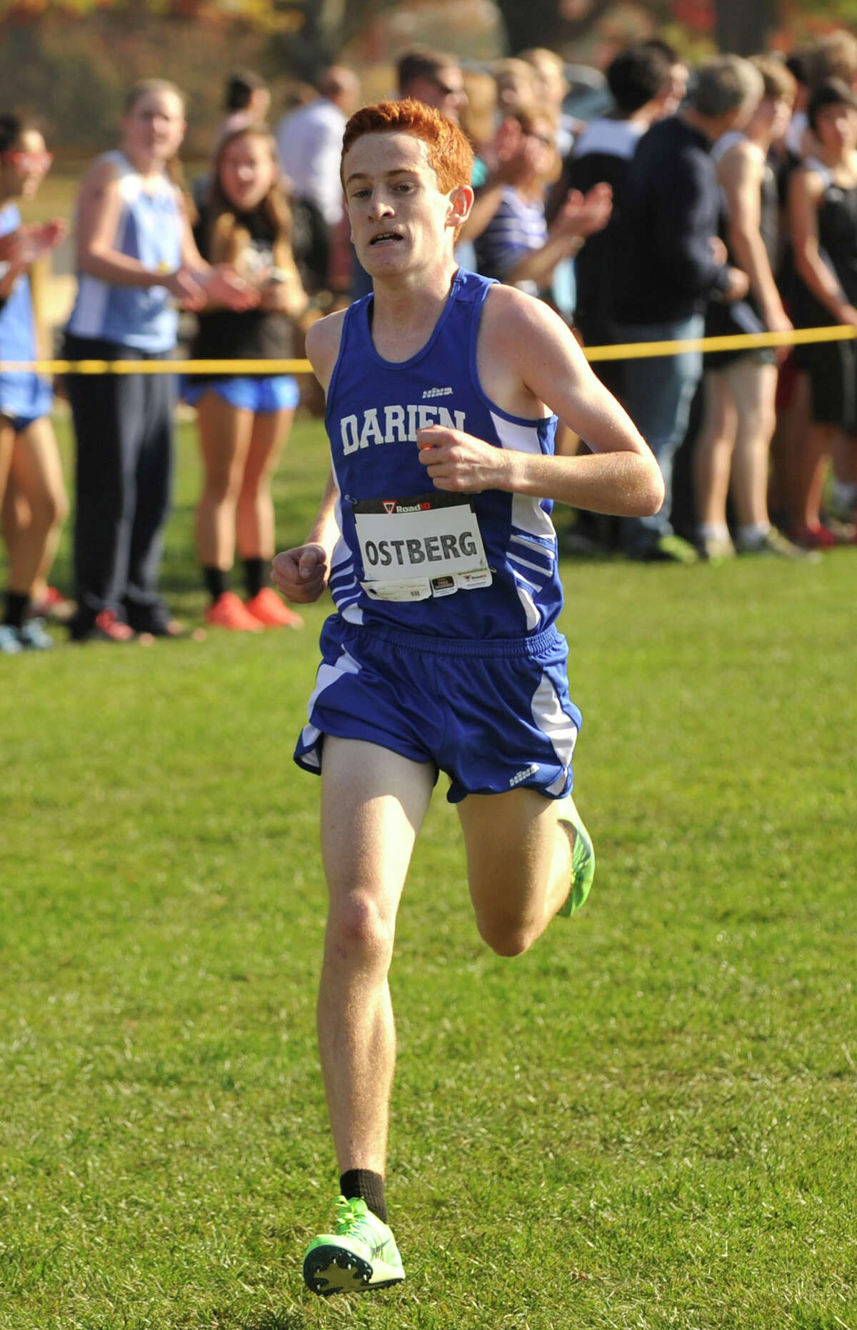 Darien's Alex Ostberg competes in the FCIAC varsity boys cross country championships at Waveny Park in New Canaan on Thursday, Oct. 17, 2013.