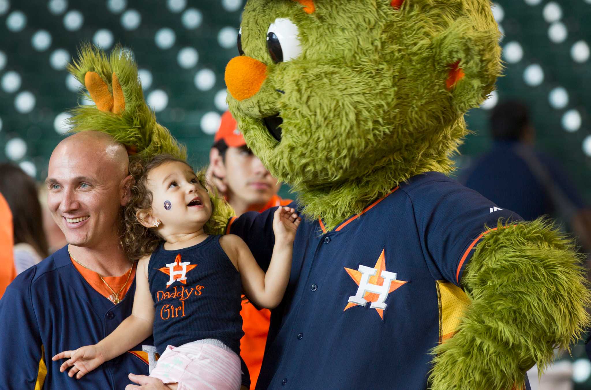 Houston Astros mascot Orbit poses for a photo during the 2022