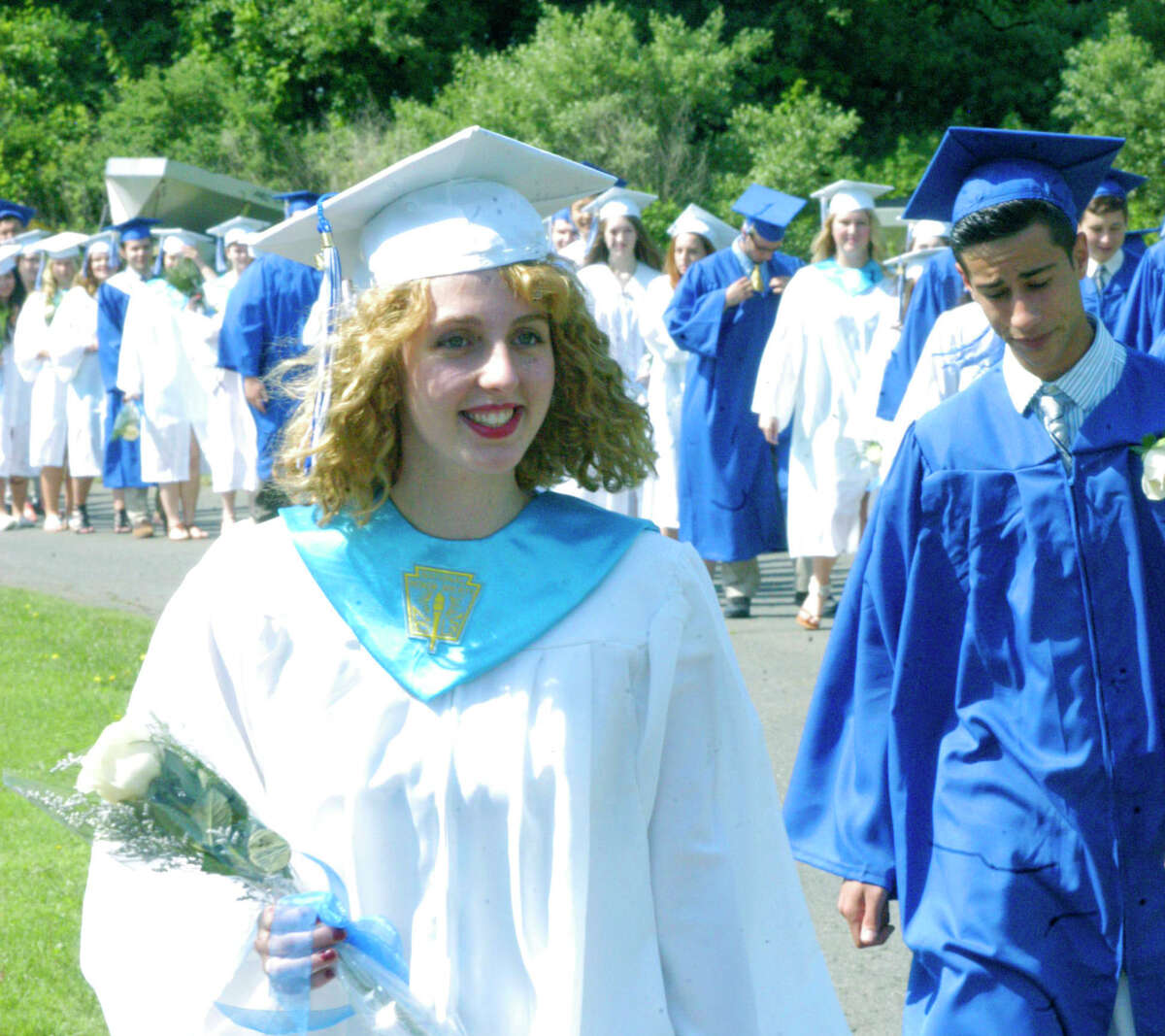 The processional for the Shepaug Valley High School graduation ceremony, June 14, 2014, on the school campus in Washington.