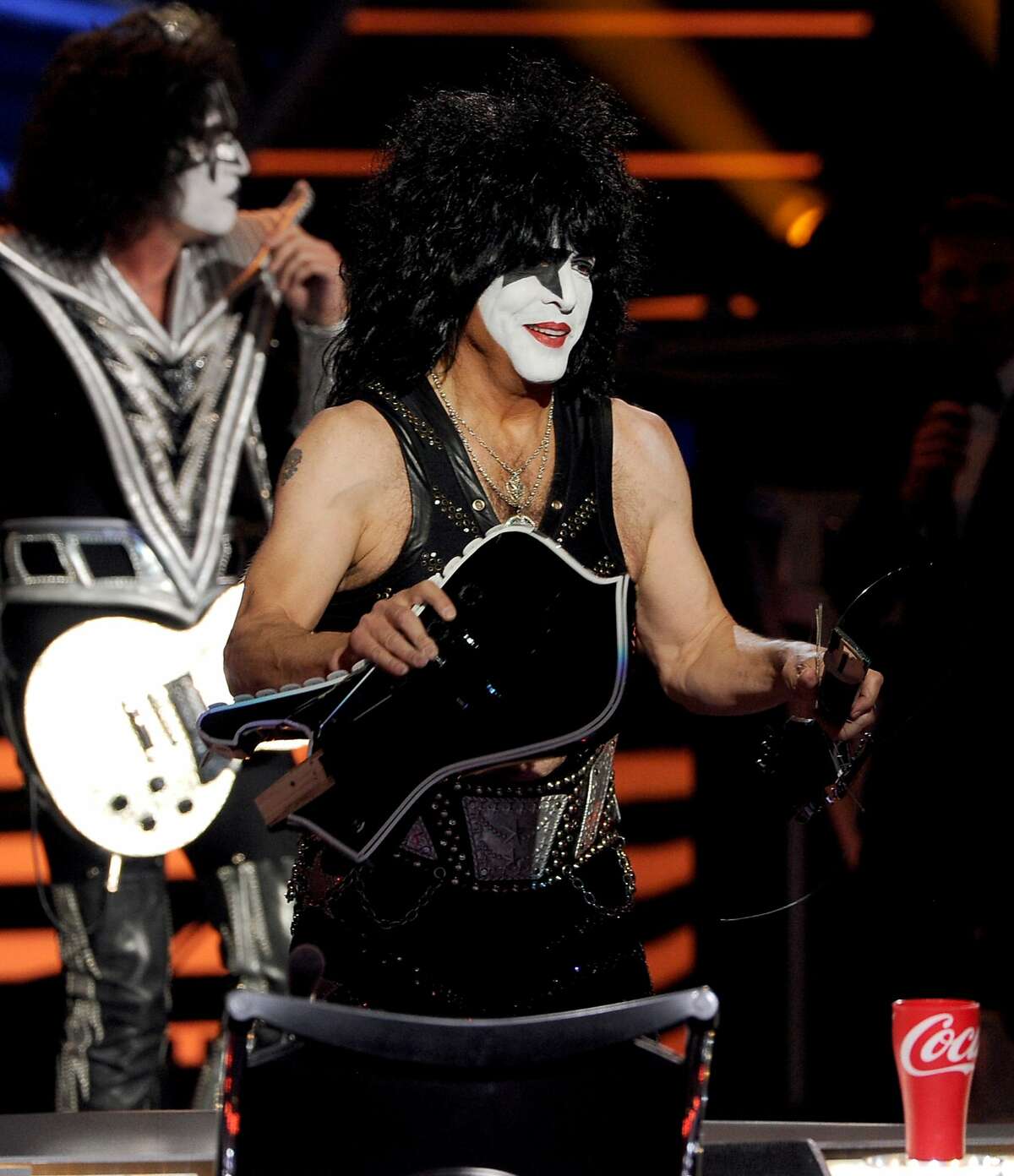 LOS ANGELES, CA - MAY 21: Musician Paul Stanley of KISS performs onstage during Fox's "American Idol" XIII Finale at Nokia Theatre L.A. Live on May 21, 2014 in Los Angeles, California. (Photo by Kevin Winter/Getty Images)