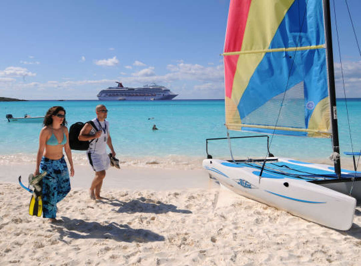 Half Moon Cay  The private Bahamian Island is ideal for beach-combing and water sports.  Cruise here with Carnival.