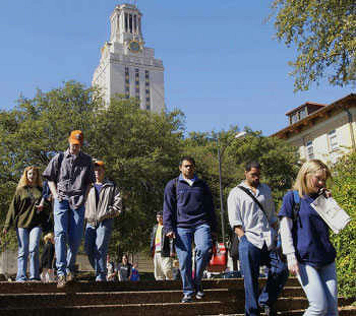 Students head to classes at UT-Austin, which was ranked as the seventh fittest university in America.