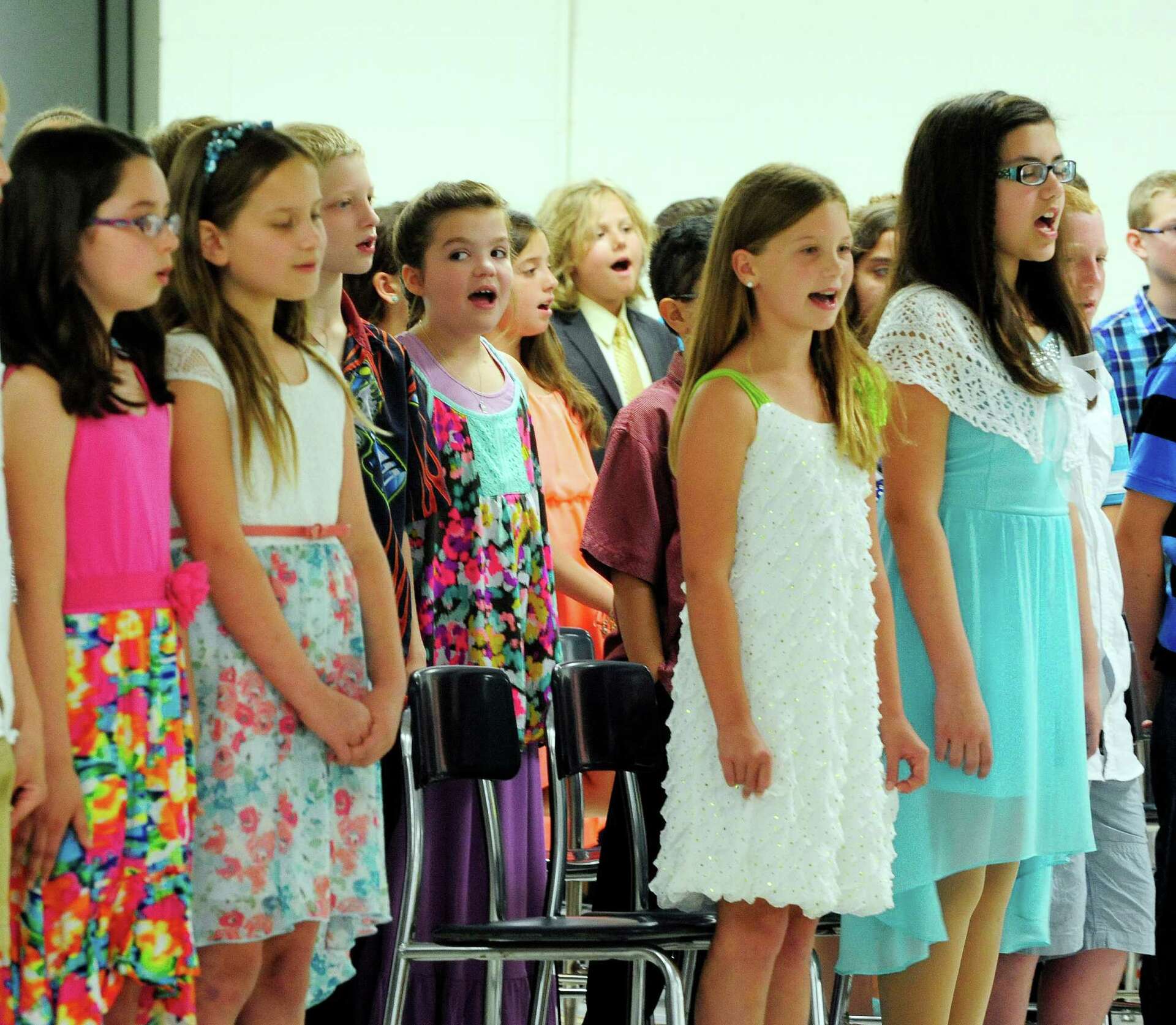 Elementary Graduation 5th Grade Dance Dresses Light Blue Graduation Dress  With A Flounce Pre-Order Size