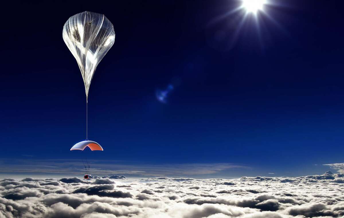 This artist's rendering provided by World View Enterprises on Tuesday, Oct. 22, 2013 shows their design for a capsule lifted by a high-altitude balloon up 19 miles into the air for tourists. Company CEO Jane Poynter said people would pay $75,000 to spend a couple hours looking down at the curve of the Earth. (AP Photo/World View Enterprises)