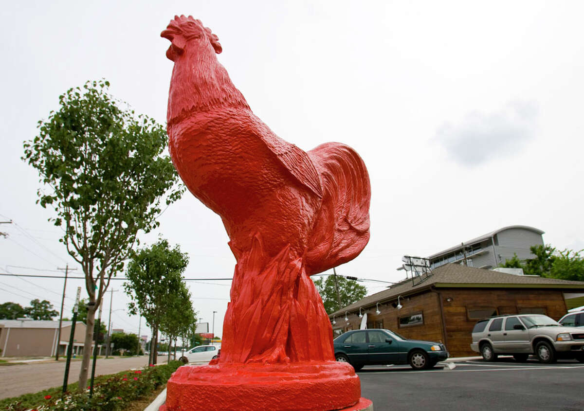 The large red rooster in the parking lot of BRC Gastropub, 519 Shepherd. The restaurant announced it is closing so that its owners, F.E.E.D TX restaruant group can focus on its Liberty Kitchen concepts.