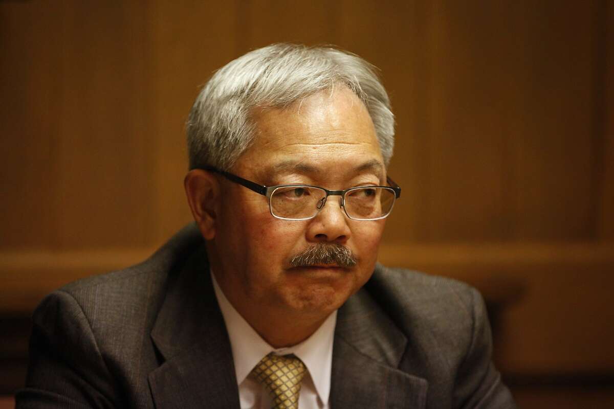 San Francisco Mayor Ed Lee speaks to members of the San Francisco Chronicle editorial board during a meeting on April 22, 2014 in San Francisco, Calif.