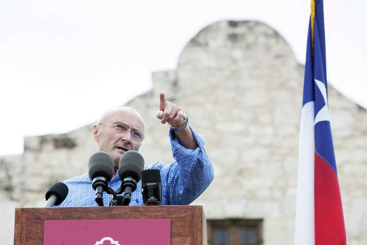 Rock singer Phil Collins recounts his first visit to the Alamo in 1973, during his donation announcement Thursday June 26, 2014, of his personal Texas Revolution-era artifacts collection to the Alamo. Collins says he was always fascinated with the Alamo, even as a child, and hopes his collection can better tell the history of the Alamo and San Antonio. The collection is expected to be displayed within a year.