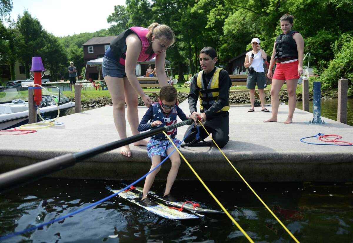 Waterskiing camp for visually impaired children