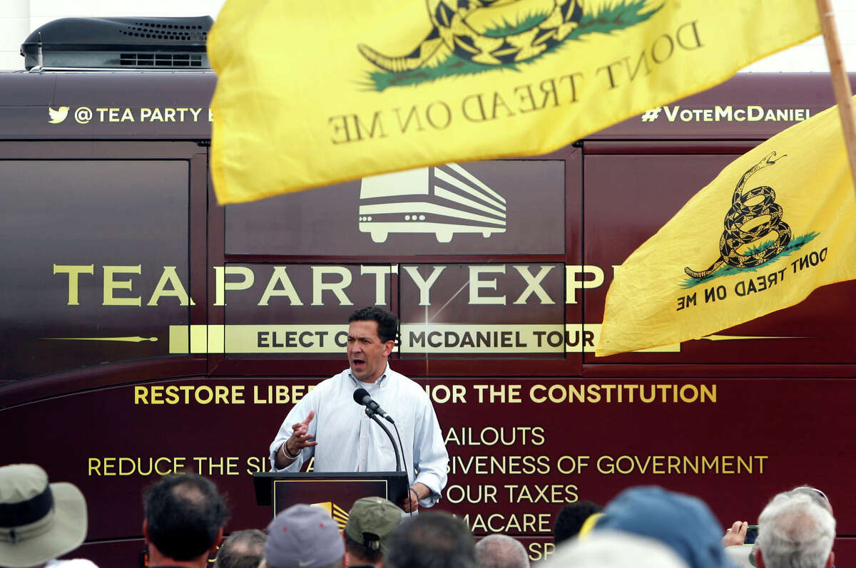 Tea Party supported candidate Chris McDaniel talks to supporters during campaign rally in Biloxi, Miss., Sunday, June 22, 2014. McDaniel is in a runoff for the Republican nomination with incumbent Sen. Thad Cochran.