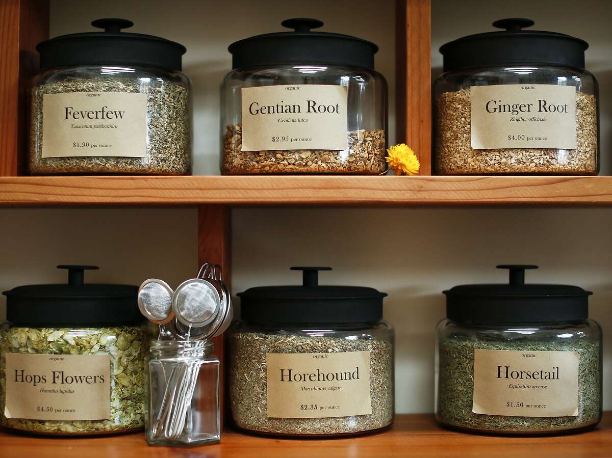 A selection of leaves available at Homestead Apothecary is seen on Monday, June 3, 2014 in Oakland, Calif.