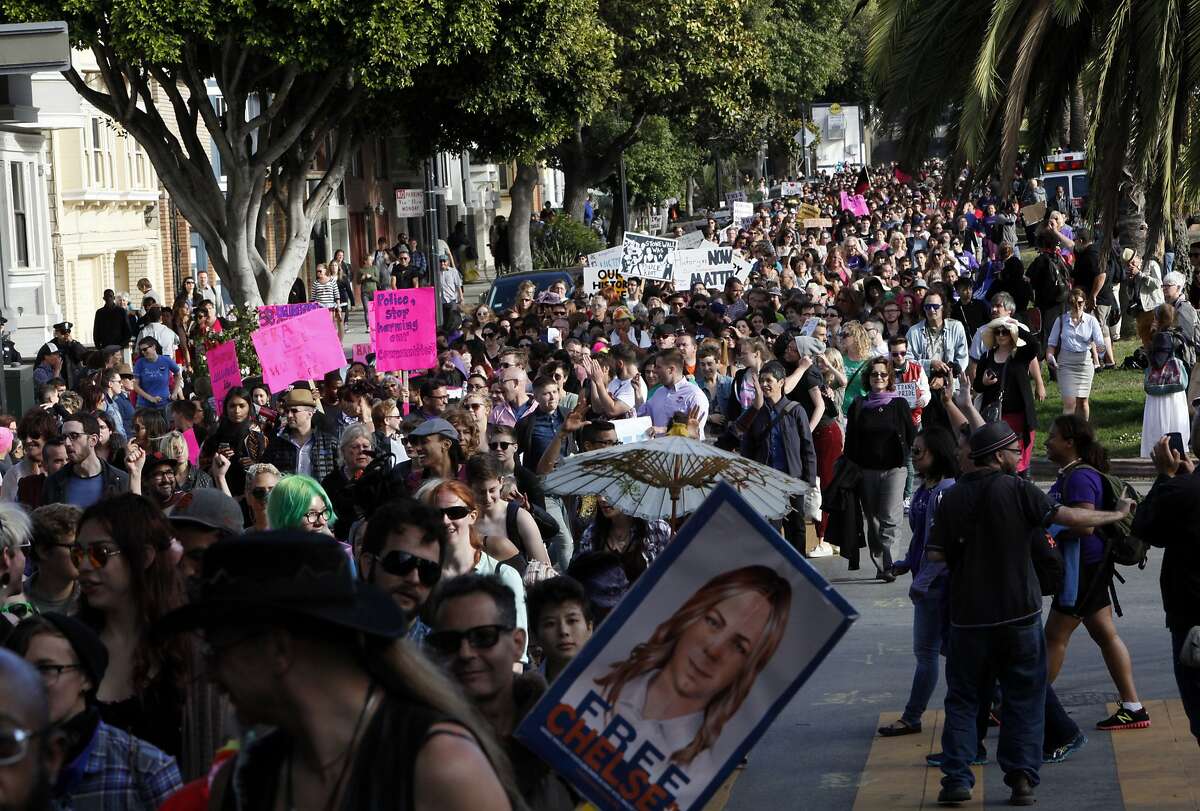 Trans March 2014 makes its way down Dolores St. in San Francisco, Calif., on Friday, June 27, 2014.