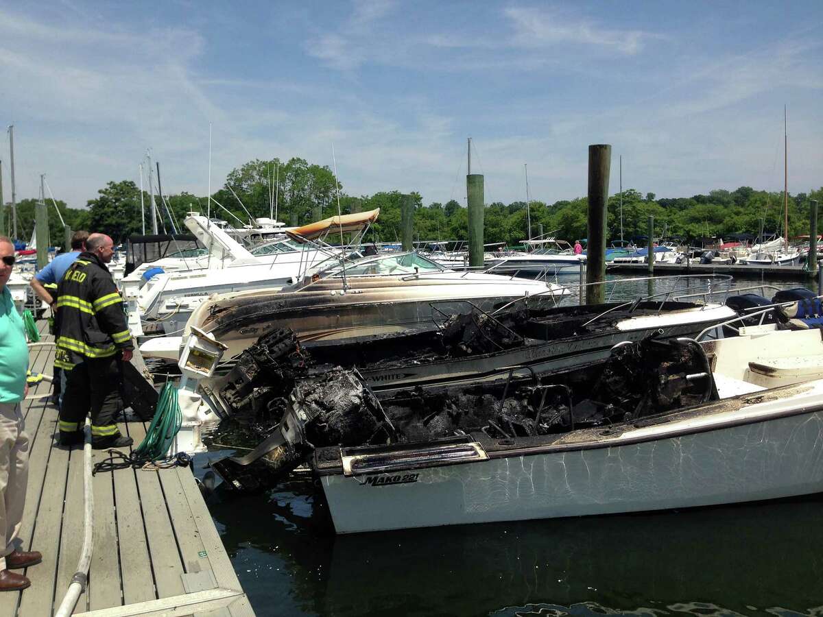 The aftermath of a fire that destroyed several boats Sunday at South Benson Marina.