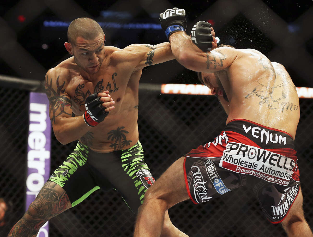 Cub Swanson tries to get under Jeremy Stephens in the main event of Saturday's UFC Fight Night 44.