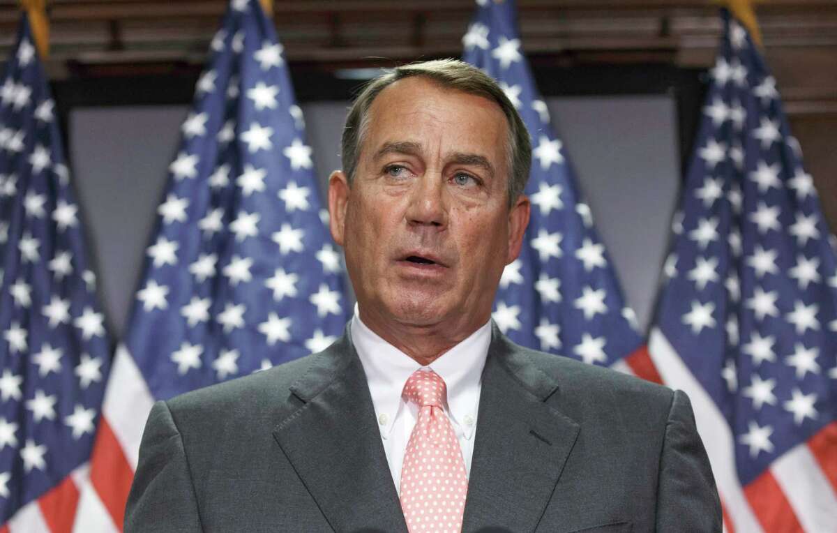 FILE - This June 24, 2014 file photo shows House Speaker John Boehner of Ohio speaking on Capitol Hill in Washington. Boehner told President Barack Obama that the House will not vote on overhauling the nation’s troubled immigration system during this election year, the White House says. Officials say Obama will announce steps Monday to deal with immigration through executive actions without congressional approval.