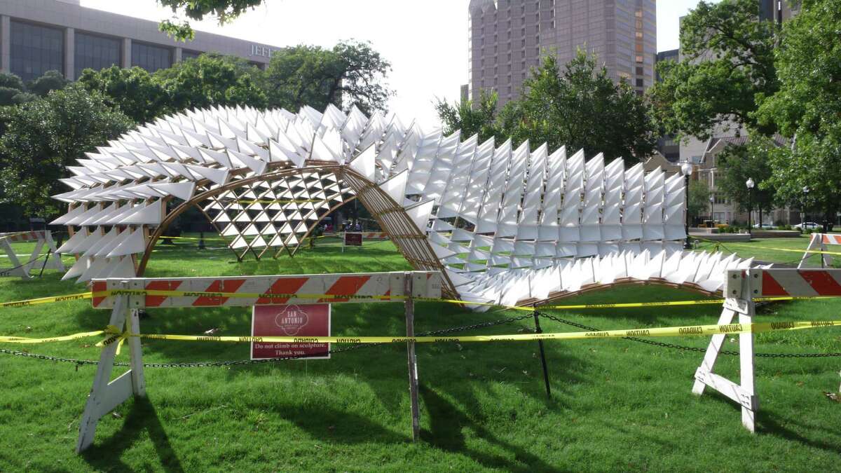 A sculpture designed and built by 27 graduate students from the UTSA College of Architecture partially collapsed on Monday.