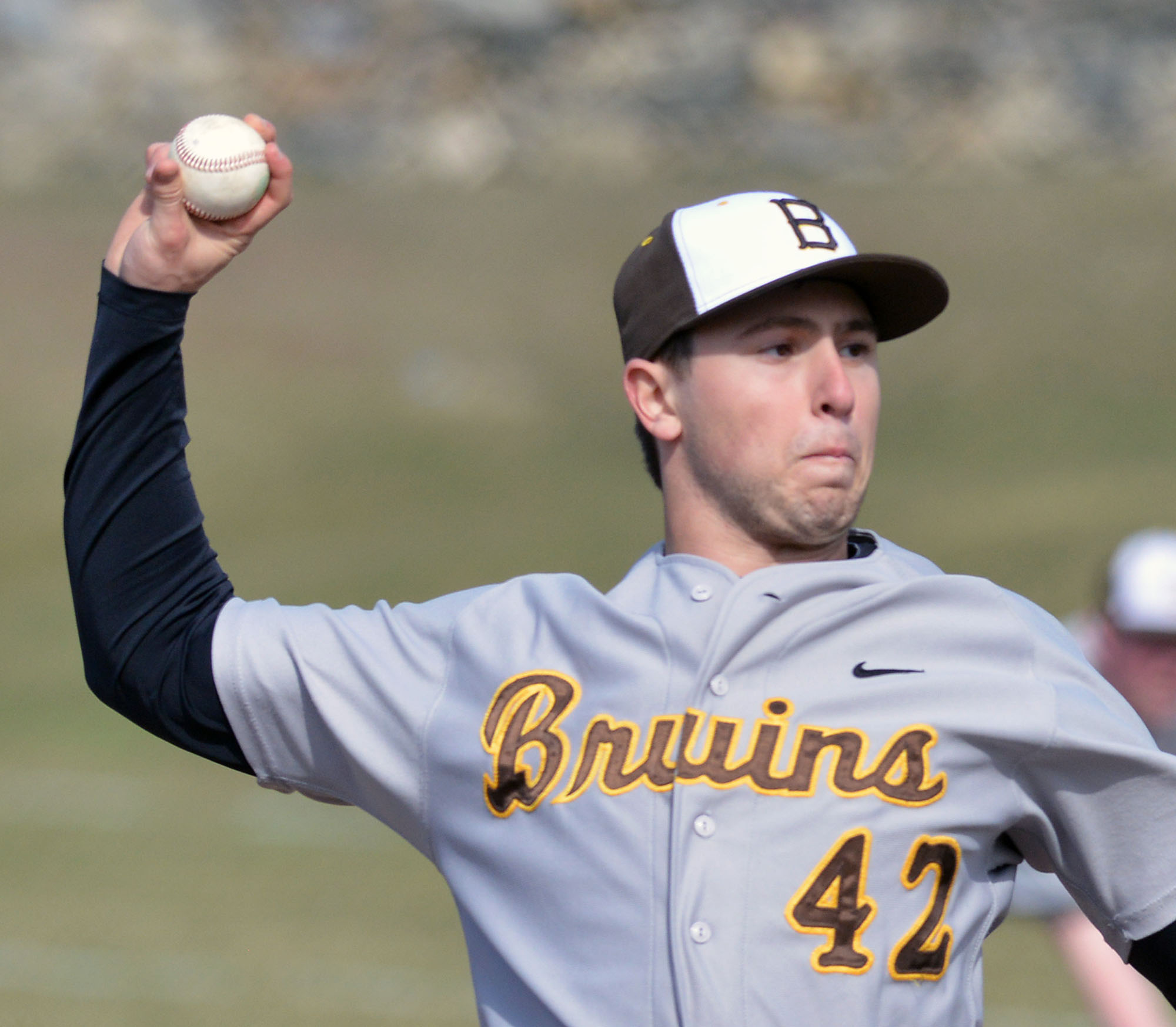 Pitcher Bradley Wilpon (16) of Brunswick High School in Greenwich,  Connecticut playing for the New York Mets scout team during the East Coast  Pro Showcase on August 1, 2013 at NBT Bank