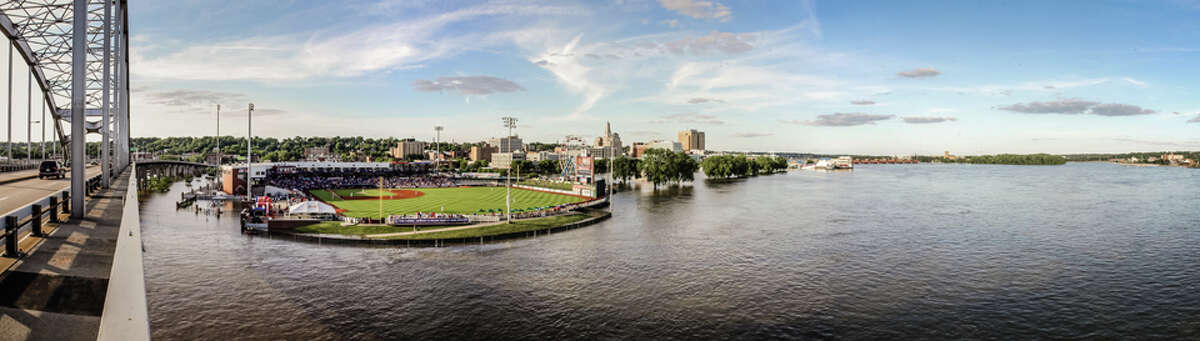 Flooding in the Midwest has turned Modern Woodmen Park, home of Astros Class-A affiliate Quad Cities River Bandits. The park sits on the north bank of the Mississippi River in Davenport, Iowa. Flood walls protect it from succumbing to the river during high water levels.