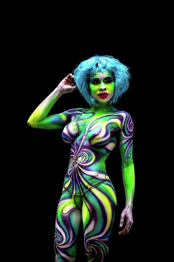 A model poses at the World Bodypainting Festival 2014 on July 4, 2014 in Po...