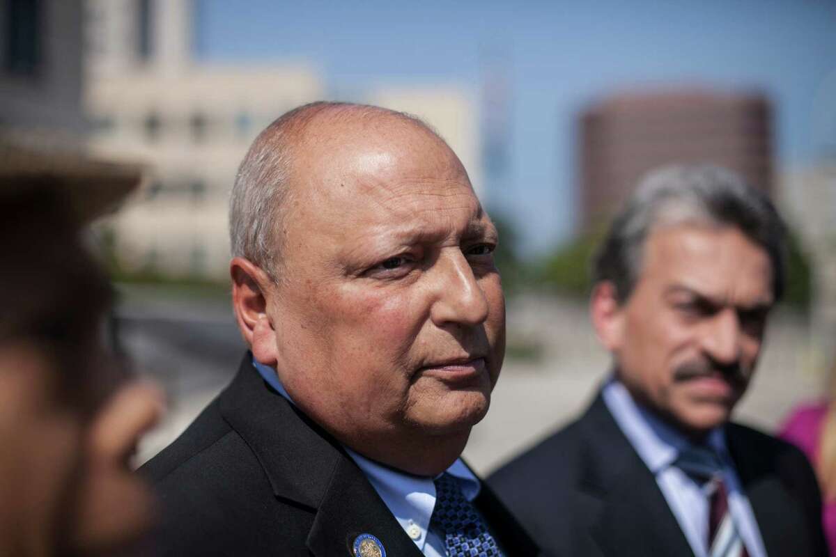 New York State Sen. Thomas Libous leaves Southern District Federal Court after he was arraigned in White Plains, N.Y., July 1, 2014. Libous, the state Senateas second-highest-ranking Republican, was indicted along with his son, Matthew, on charges that the senator lied to the FBI and that his son obstructed a tax investigation and filed false tax returns. (Anthony Lanzilote/The New York Times) ORG XMIT: XNYT97