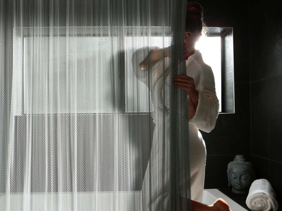 New Aluminum Mesh Shower Curtain Isn T For The Modest Houston Cascade Coil Serenity Shower Curtain 449 Online Yes
