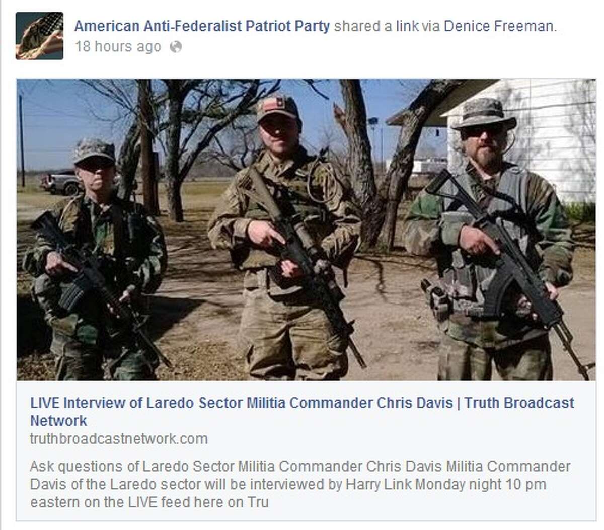 Facebook groups share the "Operation Secure Our Border" call to action.