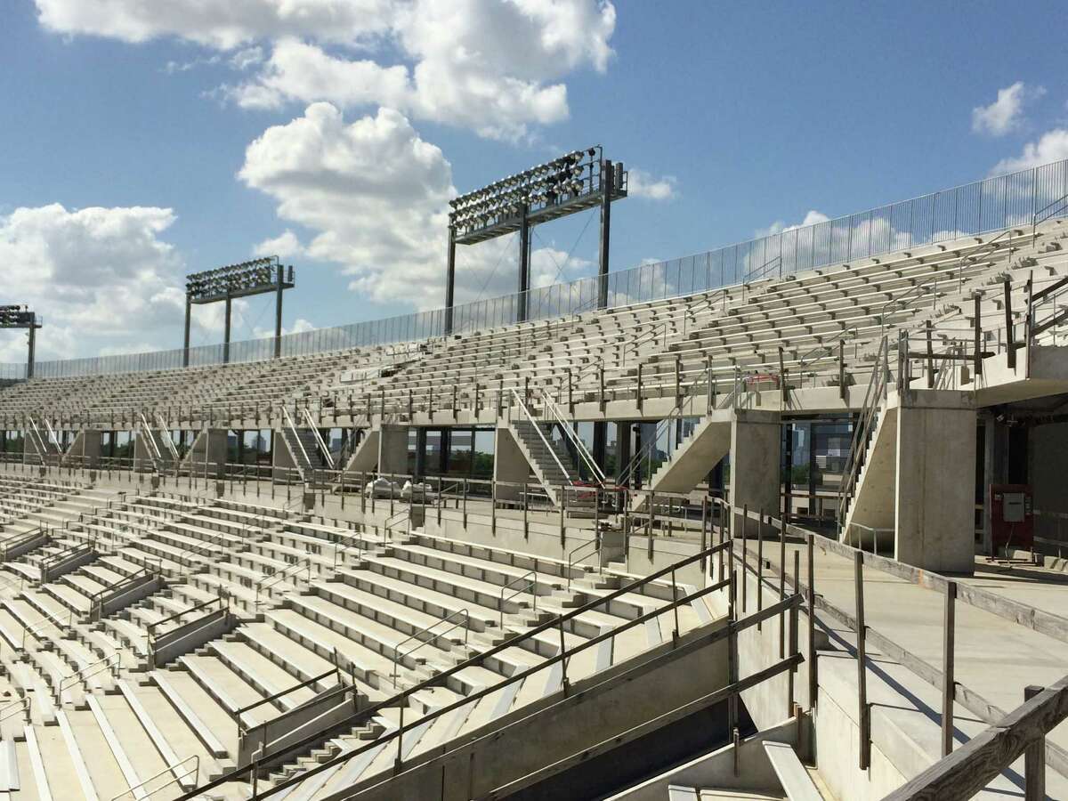 Seating on the third-iter on the north of the new UH football stadium.