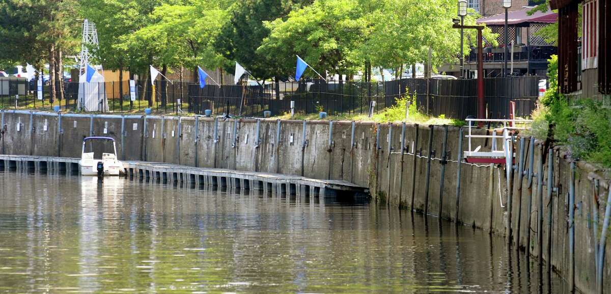 The deteriorating seawall along the Hudson River on Wednesday, July 17, 2013, in Troy, N.Y. (Cindy Schultz / Times Union archive)