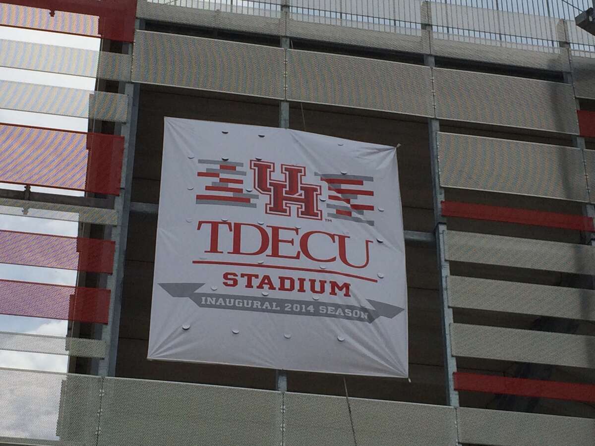 A banner is featured on northeast side of the newly-named TDECU Stadium. (Joseph Duarte/Houston Chronicle)