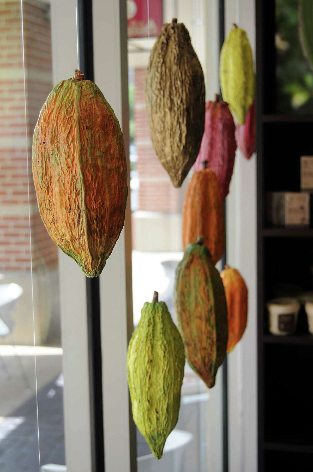 Window decorations at Cacao & Cardamom at 5000 Westheimer Thursday July 03, 2014. (Dave Rossman photo)