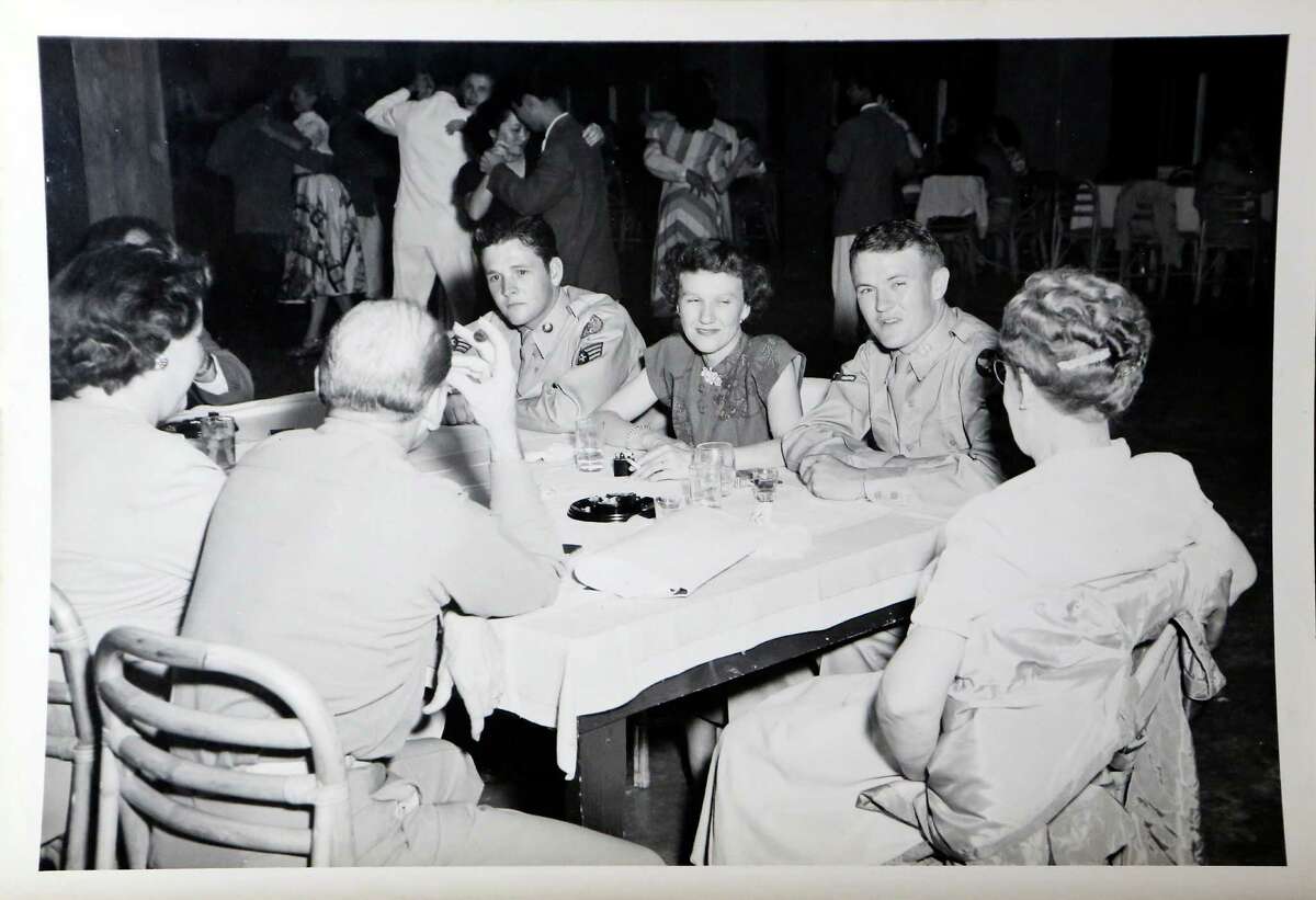 Lucy Coffey at a dinner while she lived in Japan. Coffey is the nationÕs oldest woman veteran, serving in the procurement office of the WomenÕs Army Auxiliary Corps during World War II. Today, she is 108 years old and failing. A group in Austin wants to send her to Washington for an honor flight and possibly meet with Vice President Biden. Coffey enlisted in the Women's Army Auxiliary Corps in 1943 and landed in Japan, where she served in the procurement office and worked for 10 years after the war ended. She worked in the procurement office at Kelly from 1958 until her retirement in 1971, and is only a few days younger than AmericaÕs oldest male veteran, Richard Overton.