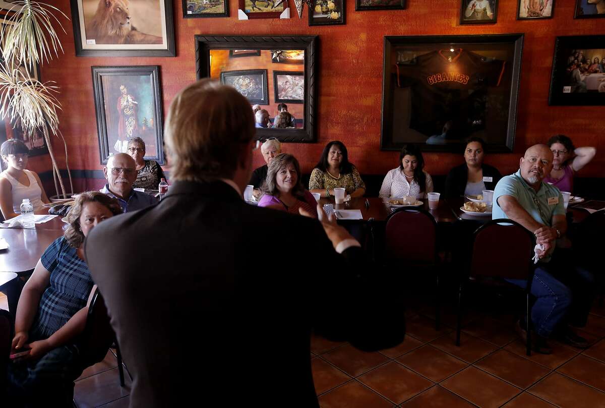 Consul General de Mexico, Mr. Andres Isaac Roemer addresses members of the Latino Leaders Round Table during their luncheon at Villa Corona in Napa, Calif. on Friday June 27, 2014.